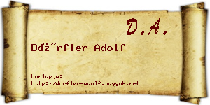 Dörfler Adolf névjegykártya